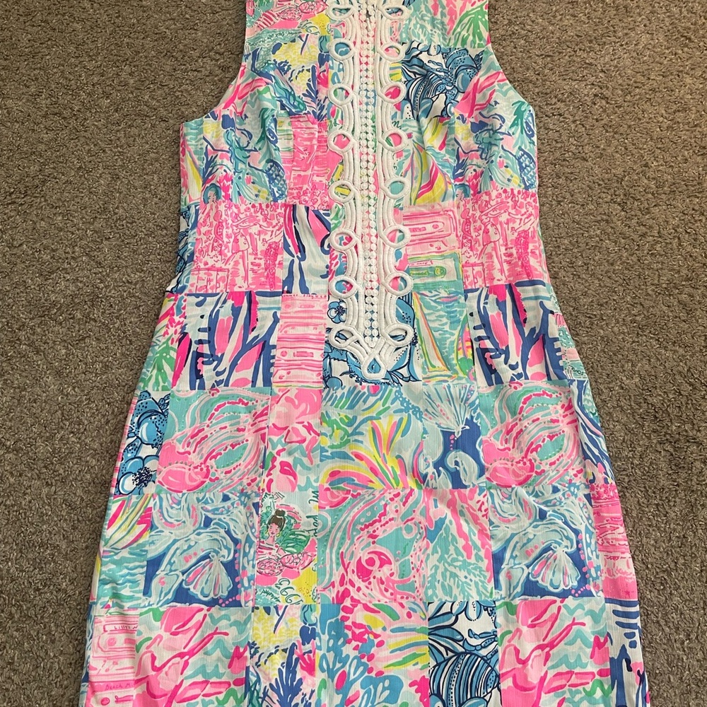 Lilly Pulitzer Pink and Blue Sheath Midi Dress